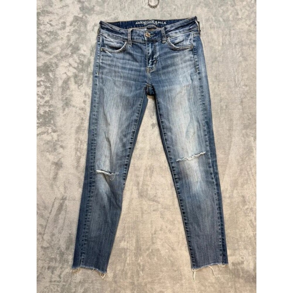 American Eagle Womens Jegging Jeans Size 0 Short Super Stretch Distressed